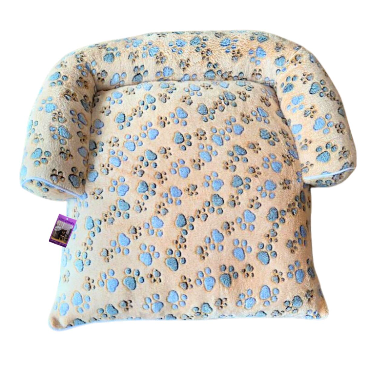 Coco Kindi Peach Color Paw Print Washable Fur Day Bed - Size : 63 X 55 X 10 Cm