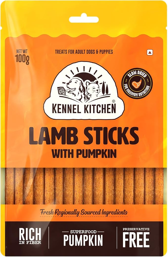 Kennel Kitchen Soft Baked Lamb with Pumpkin Sticks Treats for Dogs 100g