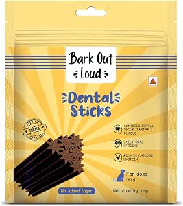 Bark Out Loud by Vivaldis - Dental Sticks, Sugar Free Treats| Controls Plaque, Tartar & Odour Treats for Dogs 110g