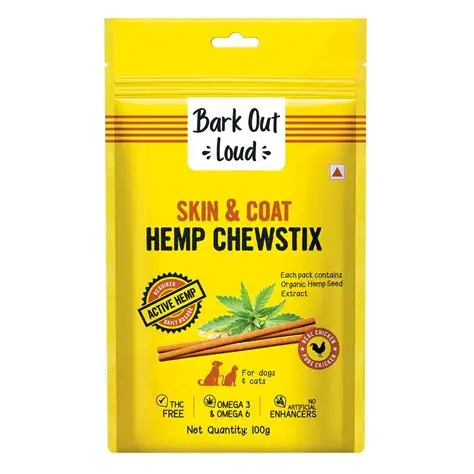 Skin & Coat Hemp Chewstix for Dogs & Cats 100g