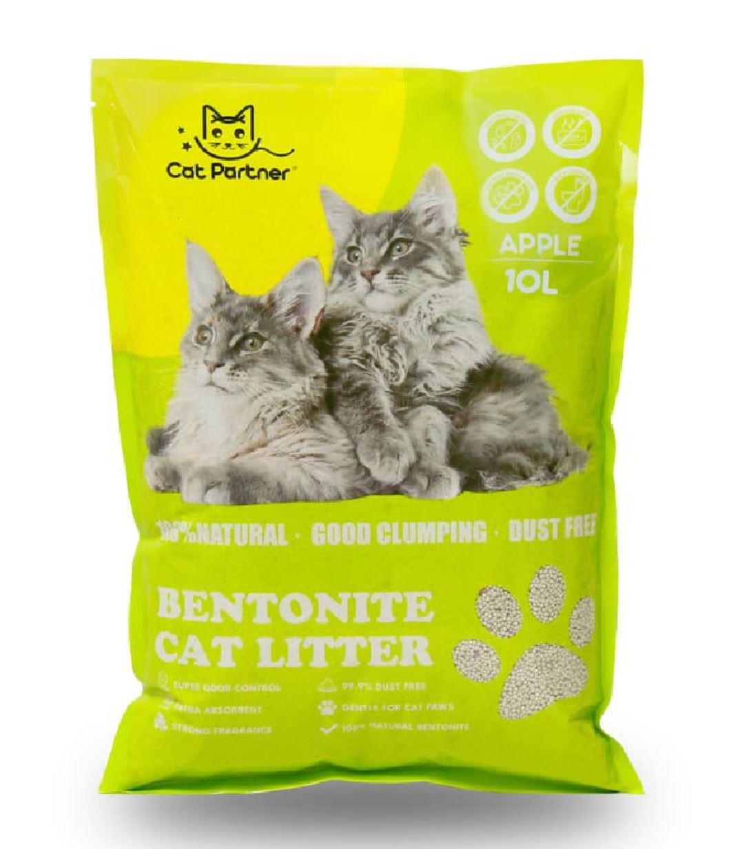 Cat Partner Bentonite Dust Free Clumping Cat Litter – Green Apple 10L