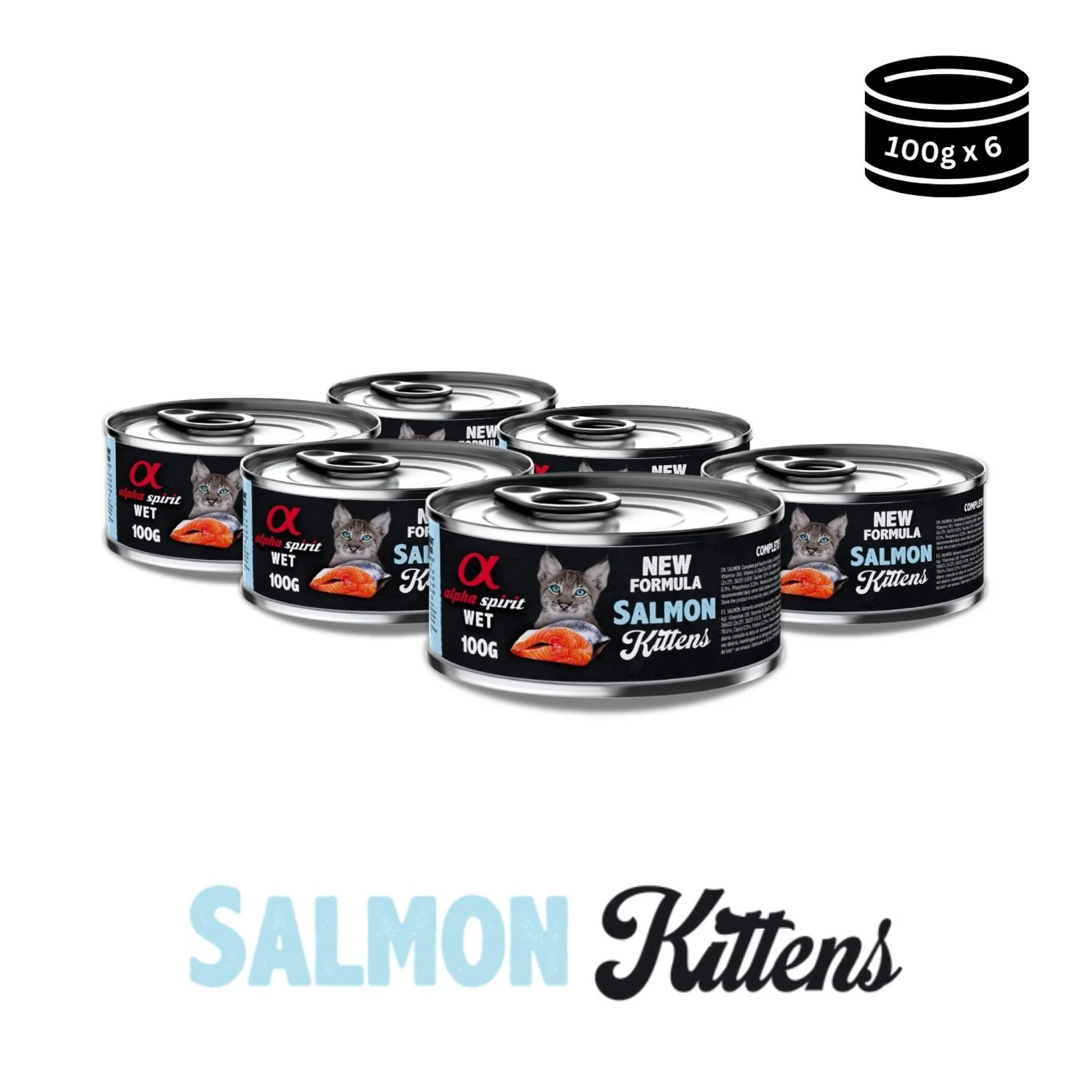 Alpha Spirit Wet Food for Kittens Salmon, 6 x 100 g cans