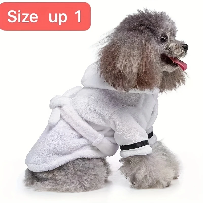 All-Season Pet Bathrobe Medium White for Small Breeds