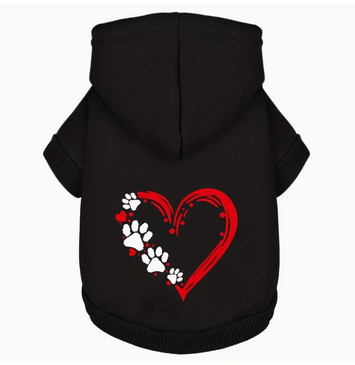 Breathable Dog Sweatshirt with Charming Heart and Paw Graphics