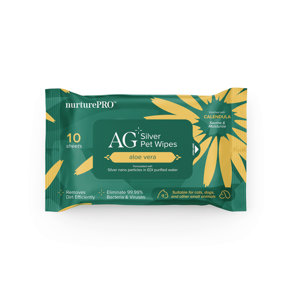NurturePro AG+ Silver Pet Wet Wipes -Aloe Vera 10 Sheets