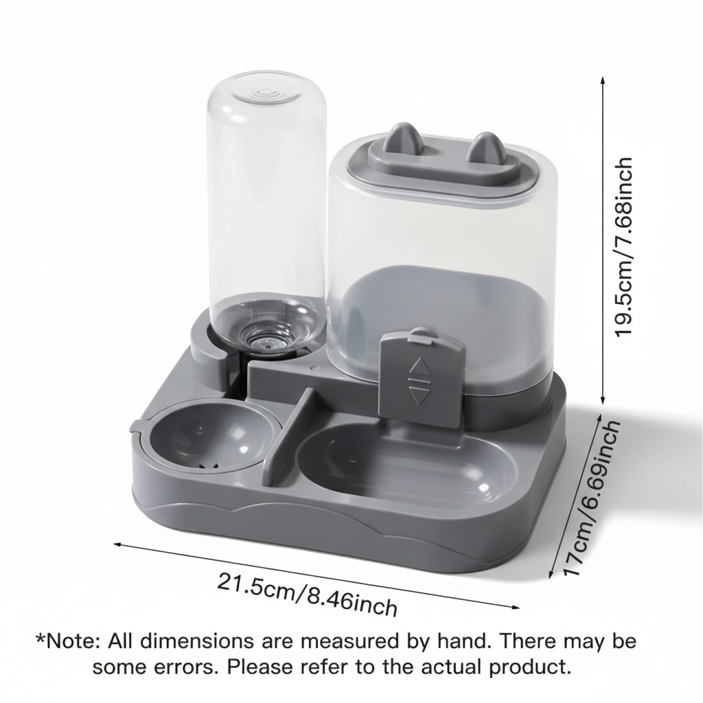 Integrated Automatic Cat Feeder And Water Dispenser Set ( Grey )