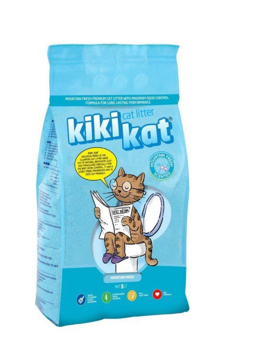 Kiki Kat White Bentonite Clumping Cat Litter – Mountain Fresh – 5L (4.35 Kg)