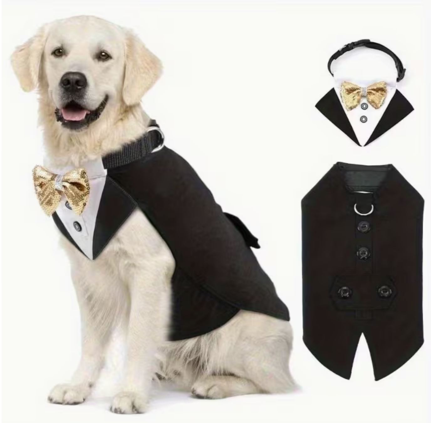 Dog Wedding Tuxedo Bow Tie Pet Collar & Pet Party Attire