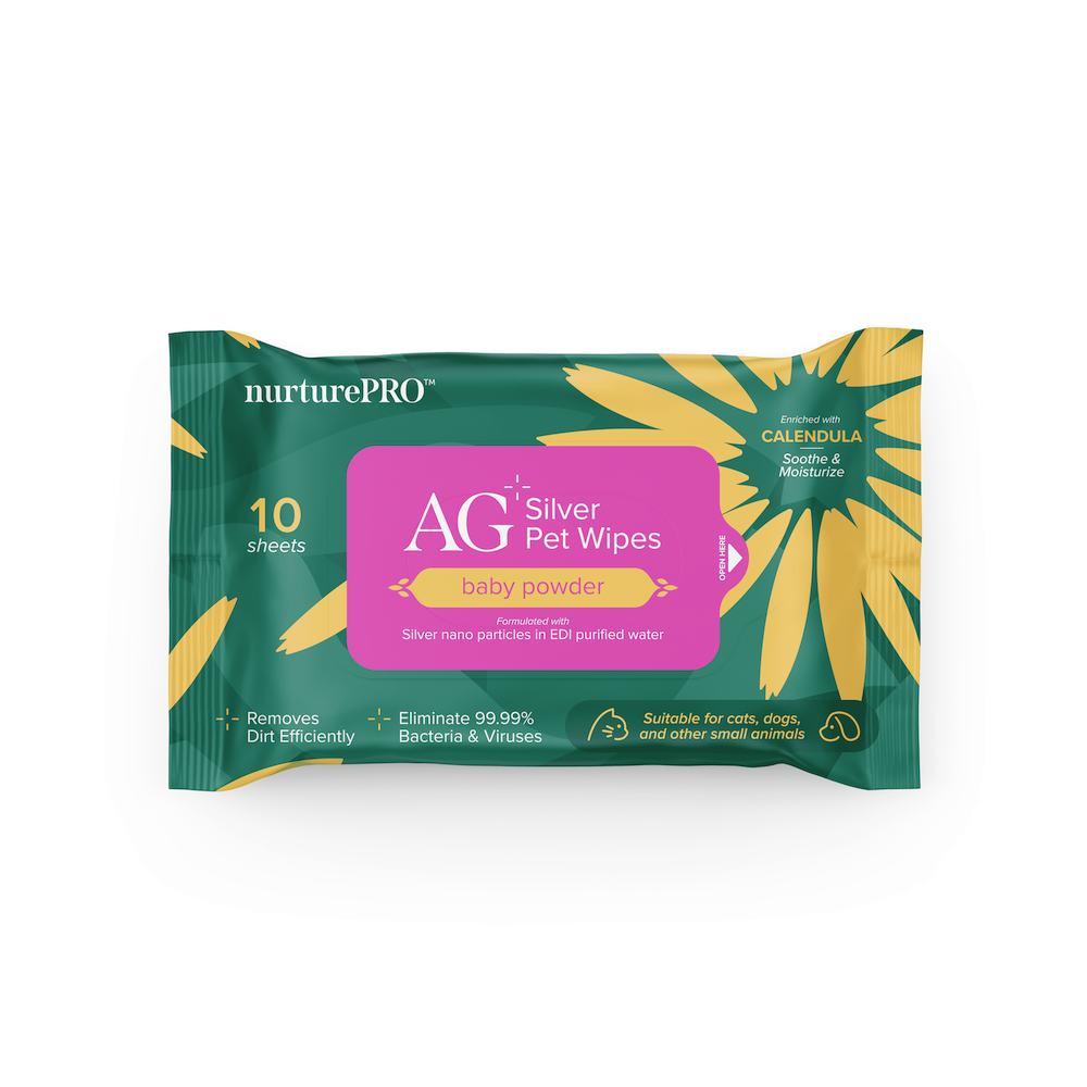 NurturePro AG+ Silver Pet Wet Wipes -Baby Powder 10 Sheets/ Pack