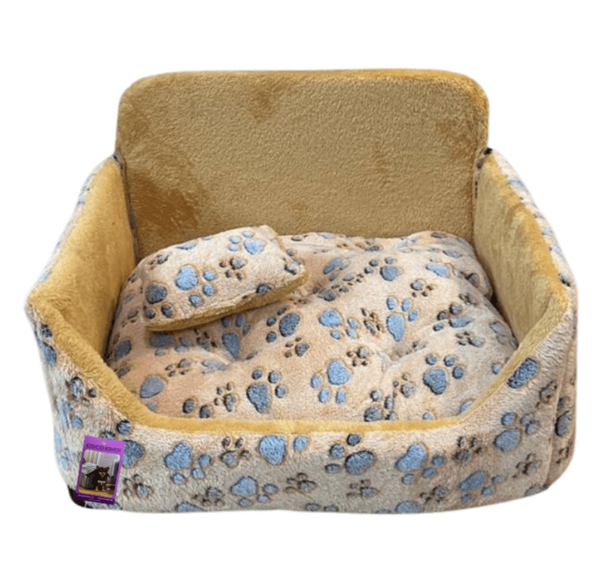 Coco Kindi Peach Color Paw Printed Bb Fur Dog Bed - Size : 50 X 40 X 35 Cm