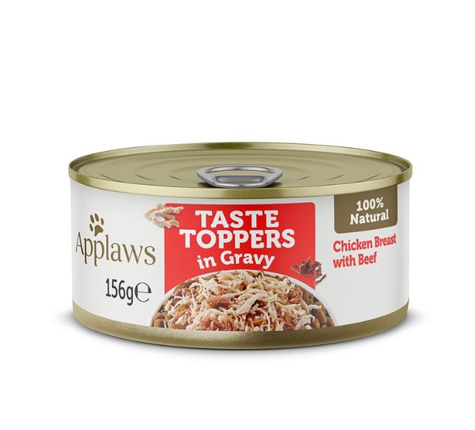 Applaws Taste Toppers in Gravy Chicken with Beef Wet Dog Food 156g Tin