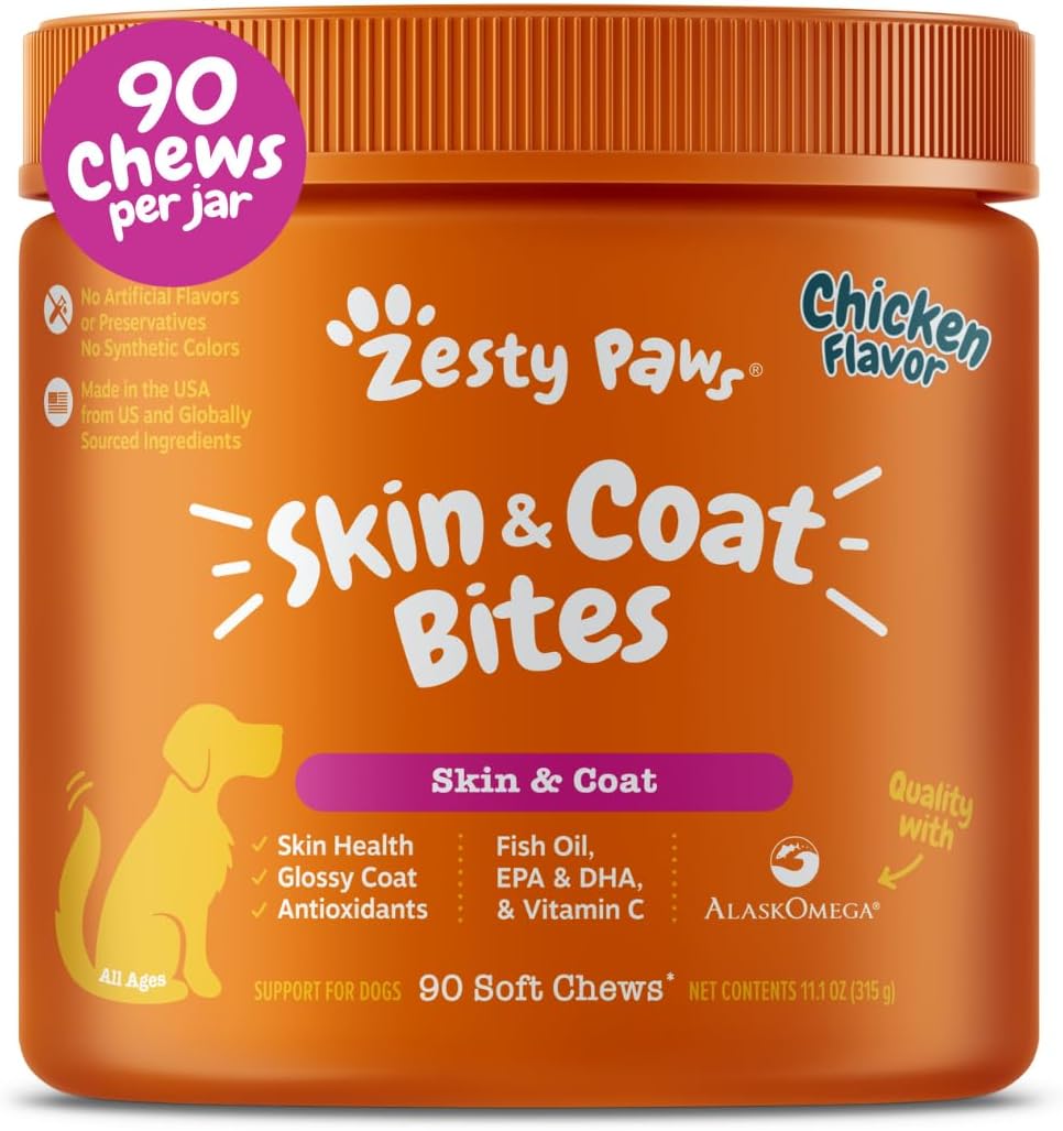 Skin & Coat Bites For Dog - Chicken Flavor - 90 Soft Chews