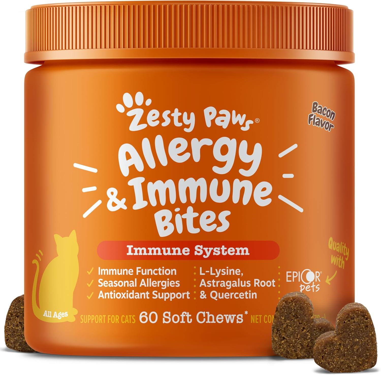Allergy & Immune Bites For Cat - Bacon Flavor - 60 Soft Chews