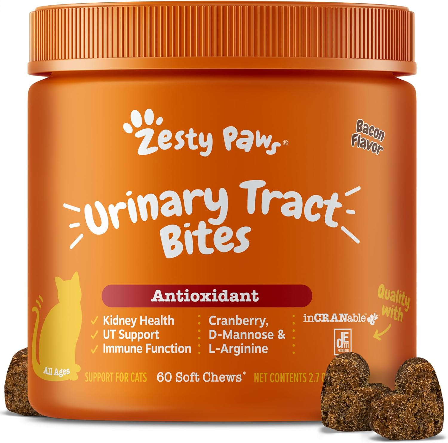 Urinary Tract Bites for Cats - Bacon Flavor - 60 Soft Chews