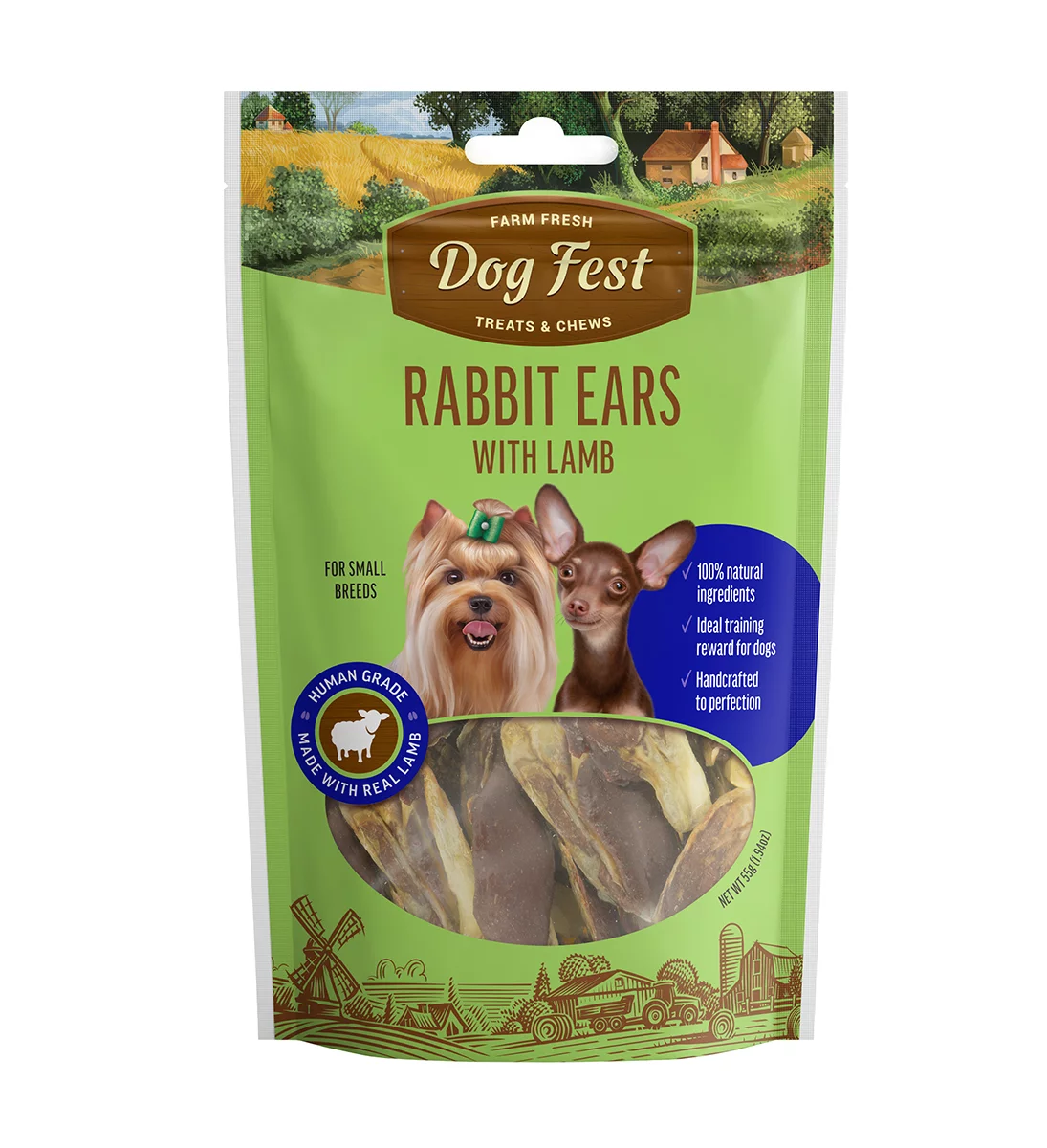 Dog Fest Rabbit Ears With Lamb For Mini-Dogs - 55g