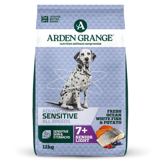 Arden Grange Advanced Sensitive All Breeds Senior Light Fresh Ocean White Fish & Potato Dry Dog Food