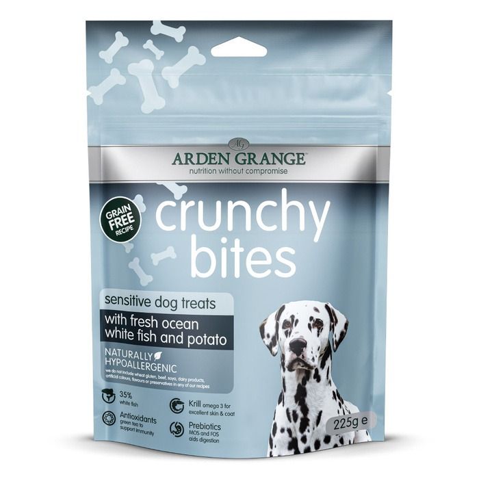 Arden Grange Crunchy Bites Fresh Ocean White Fish & Potato Sensitive Dog Treats 225g