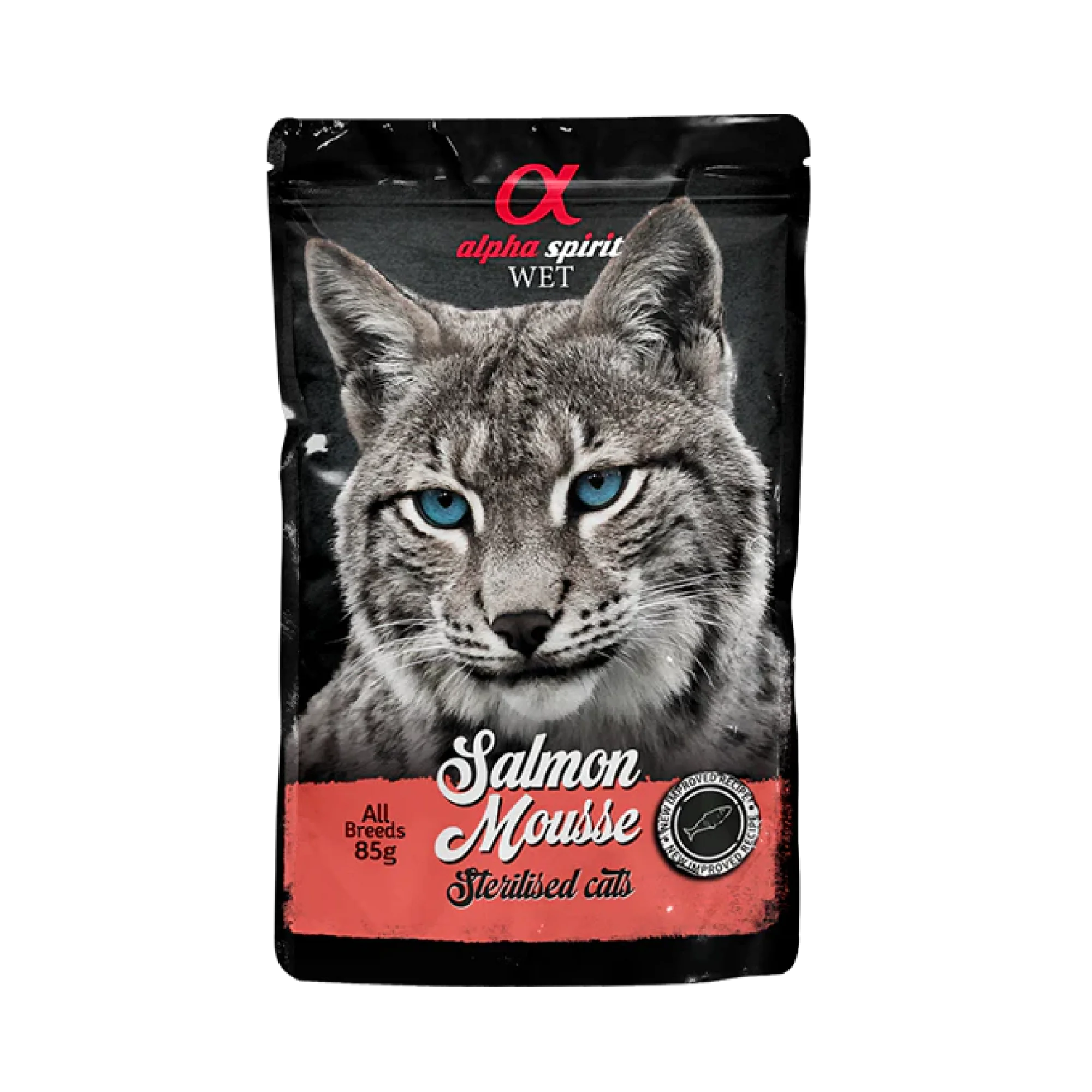 Alpha S[irit Salmon Mousse for Sterilized Cats, 24 x 85 g Pouches