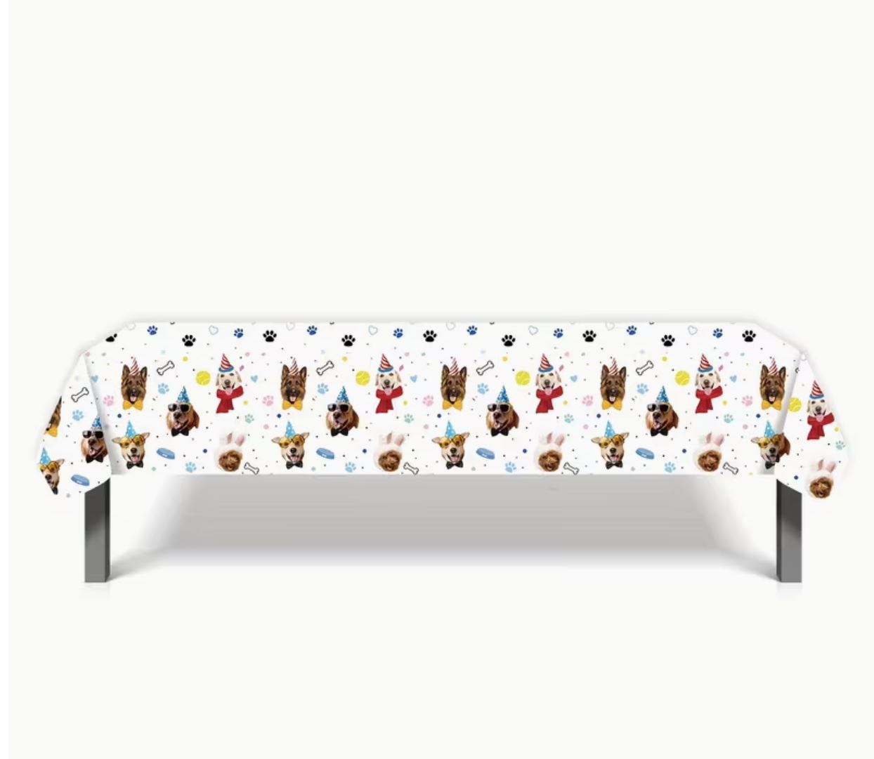 Cute Dog Theme Large Size Disposable Plastic Birthday Tablecloth