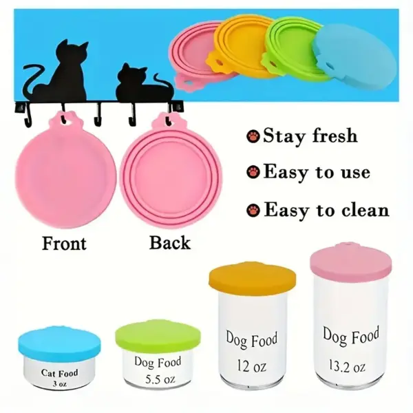 Reusable Silicone Pet Food Can Lid with Feeding Spoon