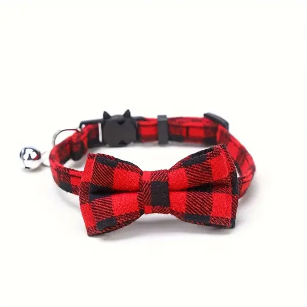 Plaid Pattern Cat Collars With Bow Tie