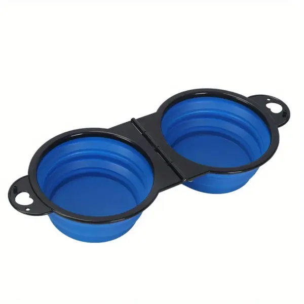 Collapsible Travel Dowble Bowl Blue