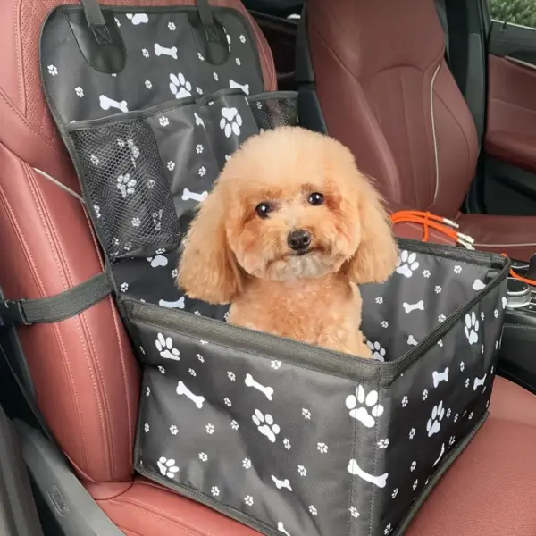 Durable Polyester Car Front Seat Dog Basket - Black