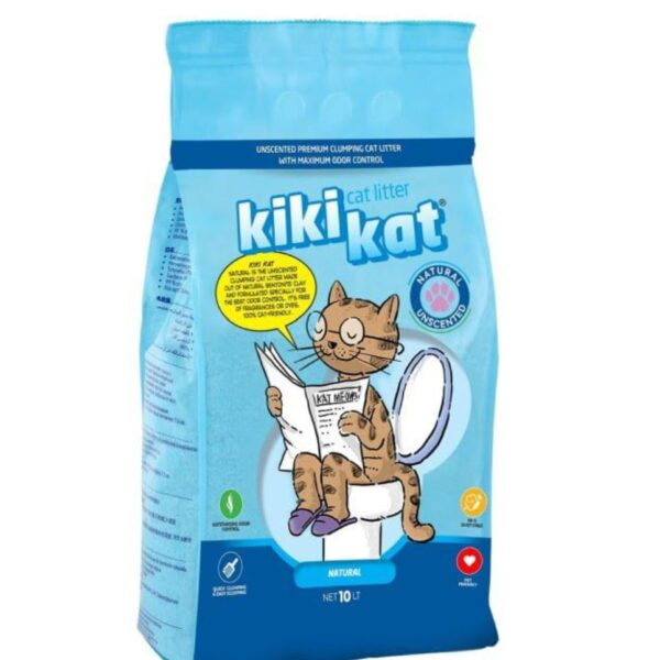 Kiki Kat White Bentonite Clumping Cat Litter – Natural -10 L (8.7 Kg )